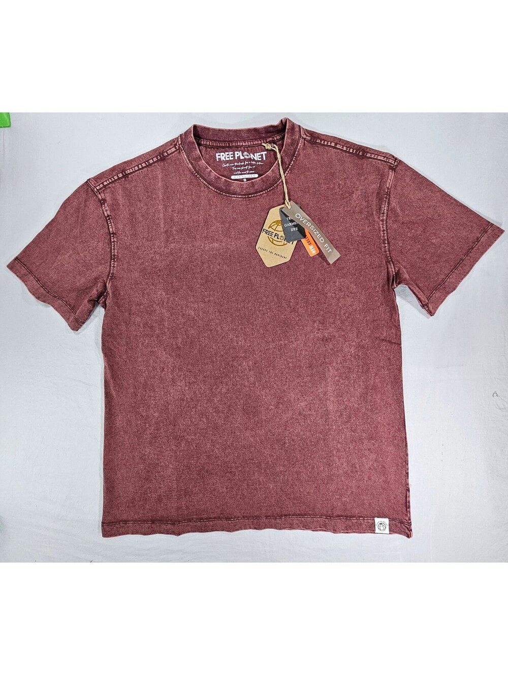 Free Planet 100% Cotton Oversized Fit T-Shirt in Port. Size S. NWT